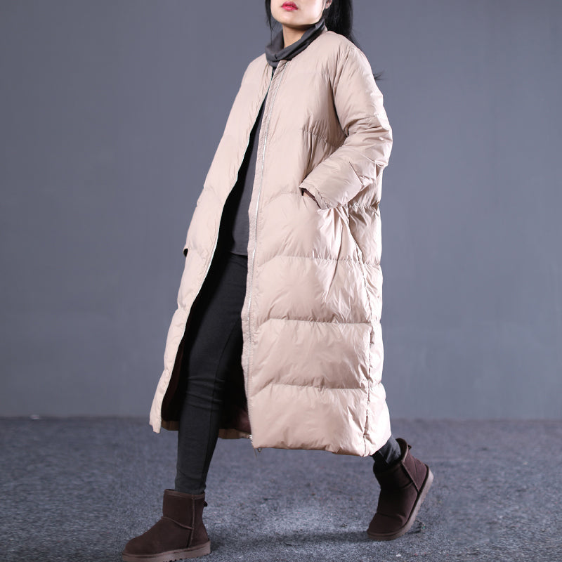 New loose large size literary zipper long baseball collar quality down coat VPPBUY shop