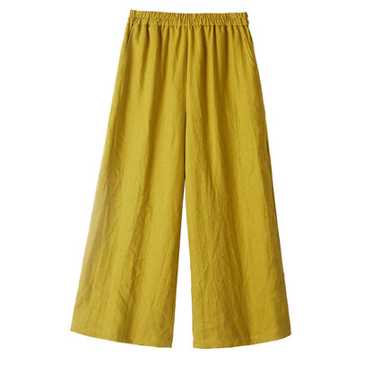 Yellow Linen Summer Pants, Women Casual Pants with Pockets SJ97201 VPPBUY shop