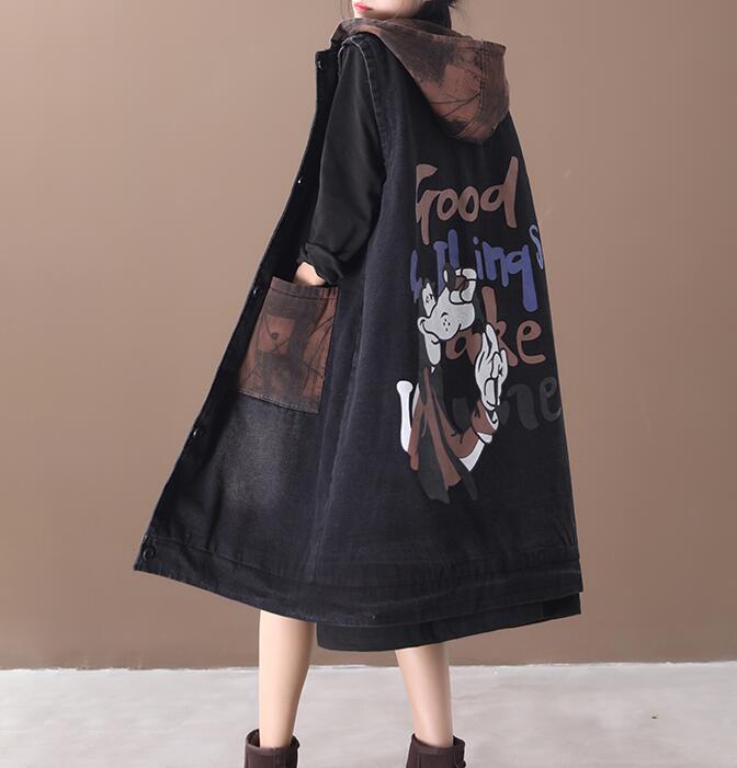 Long Hooded Casual Coat Loose A line Parka Plus Size Coat Jacket VPPBUY shop