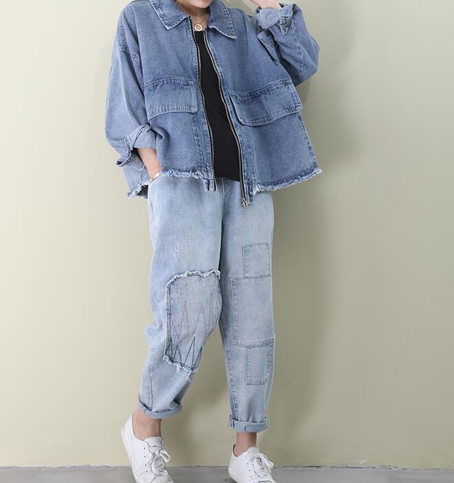 Denim Loose Short Casual Coat A line Parka Plus Size Coat Jacket VPPBUY shop