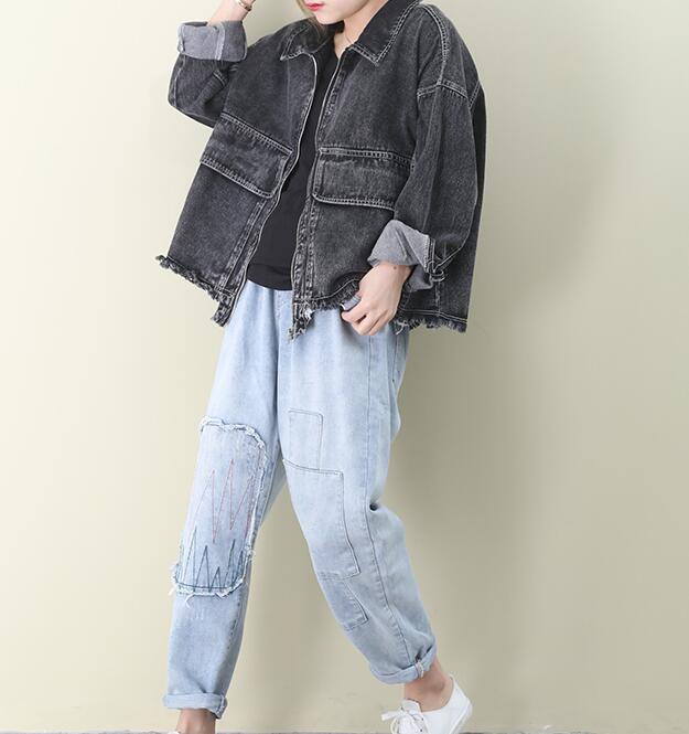 Denim Loose Short Casual Coat A line Parka Plus Size Coat Jacket VPPBUY shop