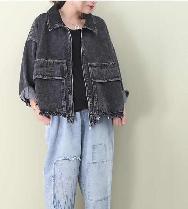 Denim Loose Short Casual Coat A line Parka Plus Size Coat Jacket VPPBUY shop