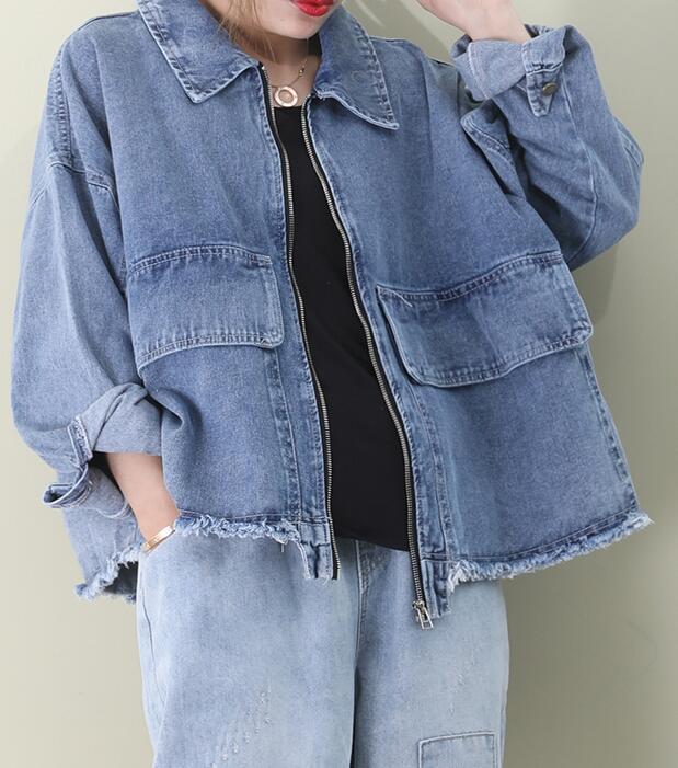 Denim Loose Short Casual Coat A line Parka Plus Size Coat Jacket VPPBUY shop