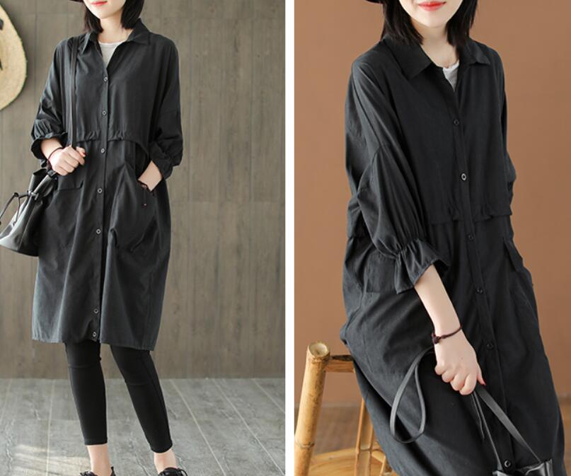 Silk Cotton Women Coat Long Sleeve Women Linen TrenchCoat S90921 VPPBUY shop