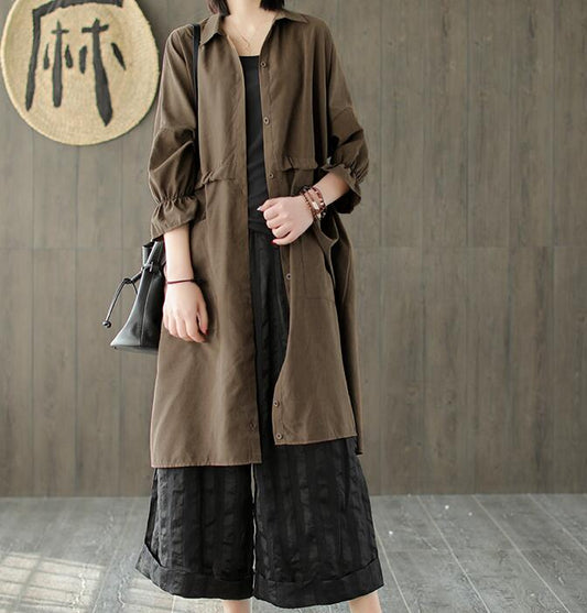 Silk Cotton Women Coat Long Sleeve Women Linen TrenchCoat S90921 VPPBUY shop