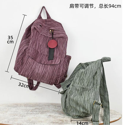 Striped Linen Casual Large Backpack Women Travel Bag Shoulder Bag VPPBUY shop