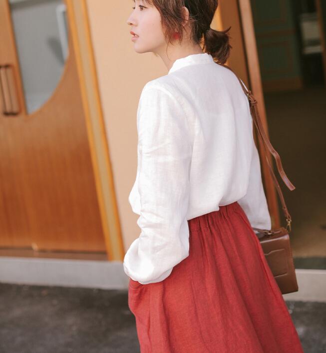 White Women Casual Linen Skirts Summer Women Tops JJ961707 VPPBUY shop