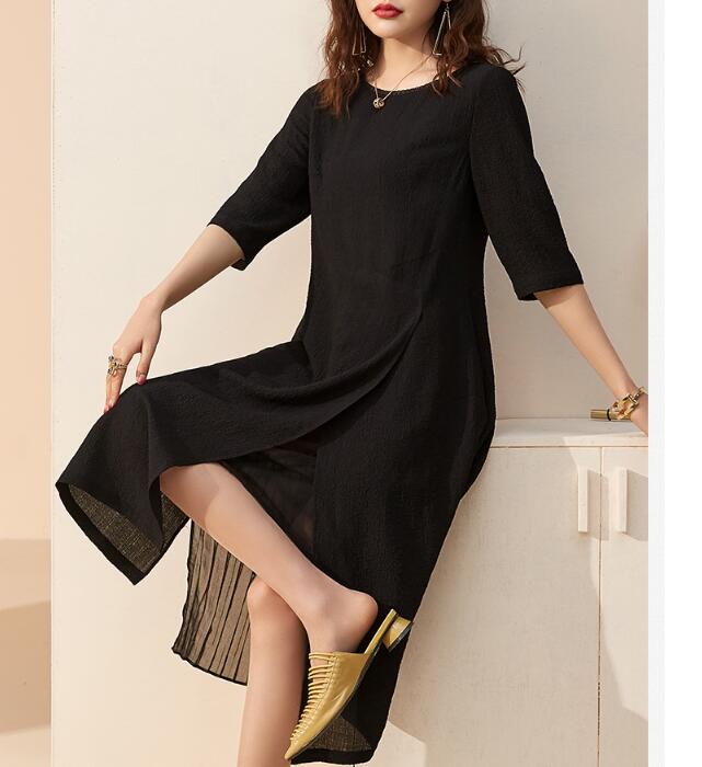 Black  Spring Summer Loose Women Dresses Long Sleeve Dresses VPPBUY shop