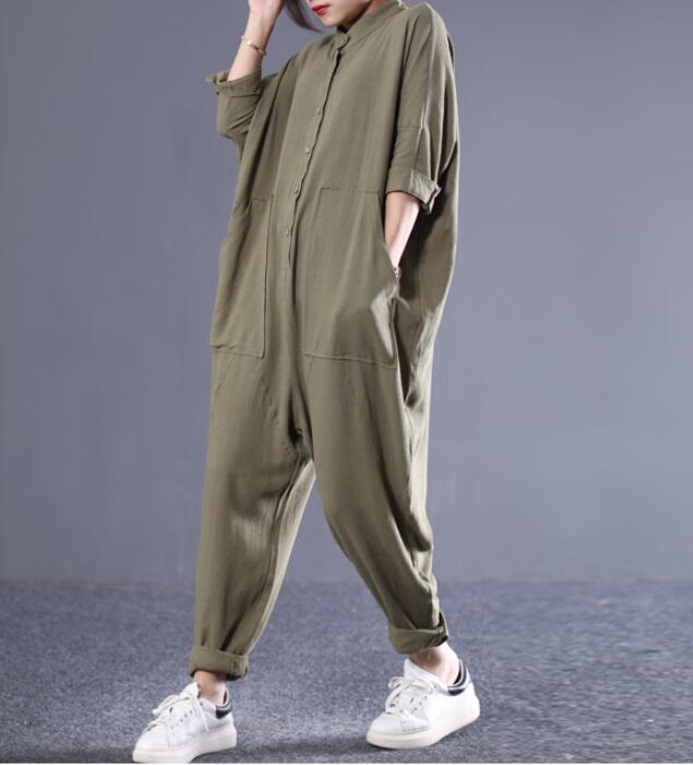 Loose Linen Women Casual Jumpsuits With Pockets PZ97251 VPPBUY shop