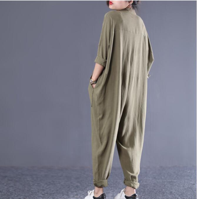 Loose Linen Women Casual Jumpsuits With Pockets PZ97251 VPPBUY shop