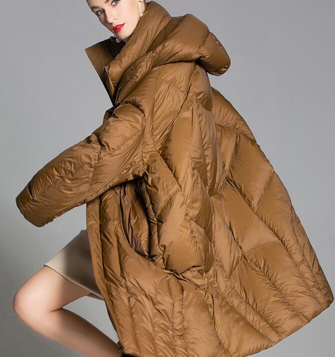 Loose Long Women Down Coat Winter Loose 90% Hooded Duck Down Jackets VPPBUY shop