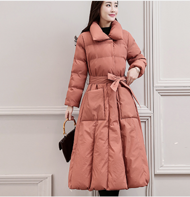 Long Winter Puffer Coat Thick Winter Waist Belt Women Down Coats 30214 VPPBUY shop