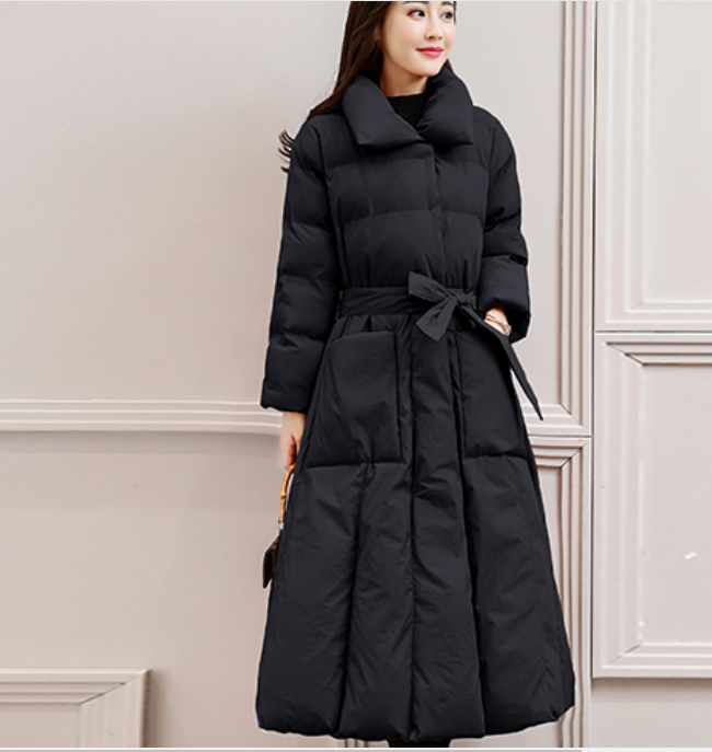 Long Winter Puffer Coat Thick Winter Waist Belt Women Down Coats 30214 VPPBUY shop