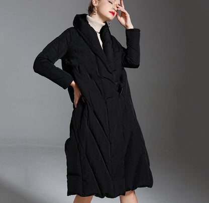 Slit A-line Long Loose Women Down Coat Winter Loose 90% Duck Down Jackets With Large Collar VPPBUY shop