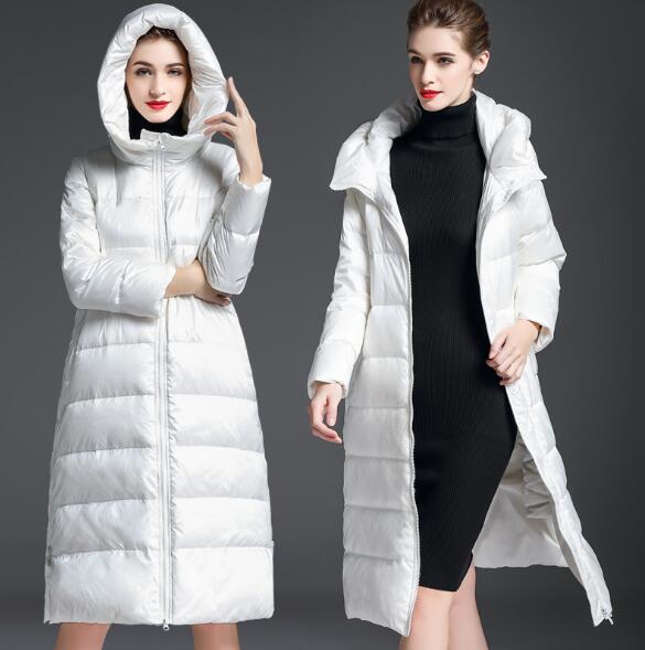 A-line Long Loose Women Down Coat Slit Winter Loose 90% Duck Down Jackets VPPBUY shop