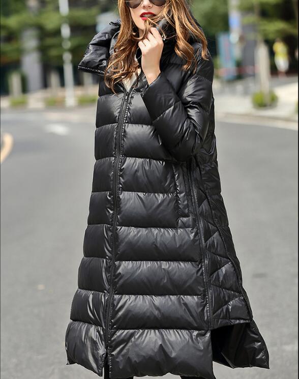 A-line Long Loose Women Down Coat Slit Winter Loose 90% Duck Down Jackets VPPBUY shop