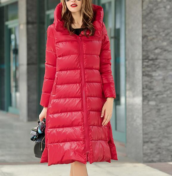 A-line Long Loose Women Down Coat Slit Winter Loose 90% Duck Down Jackets VPPBUY shop