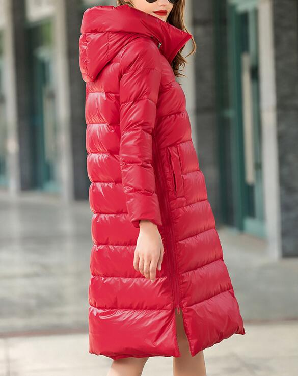 A-line Long Loose Women Down Coat Slit Winter Loose 90% Duck Down Jackets VPPBUY shop