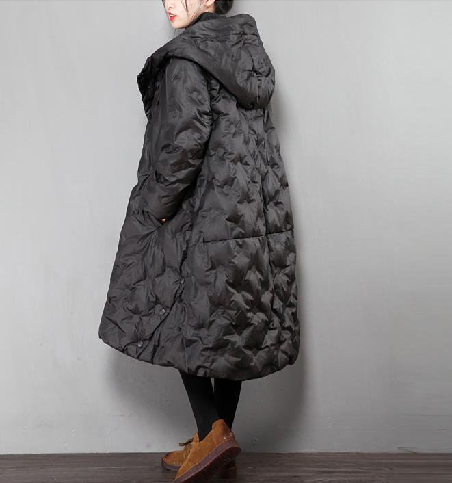 A-Line Long Puffer Coat Side Pocket Down Jacket Women Down Coats 23110 VPPBUY shop