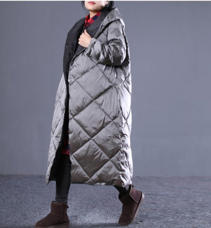 Loose Style Winter Duck Down Jacket, Hooded Down Jacket Women Plus Size VPPBUY shop