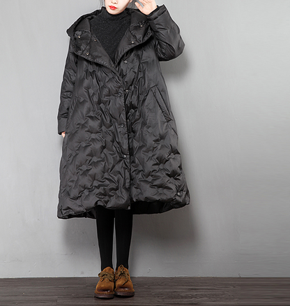 A-Line Long Puffer Coat Side Pocket Down Jacket Women Down Coats 23110 VPPBUY shop