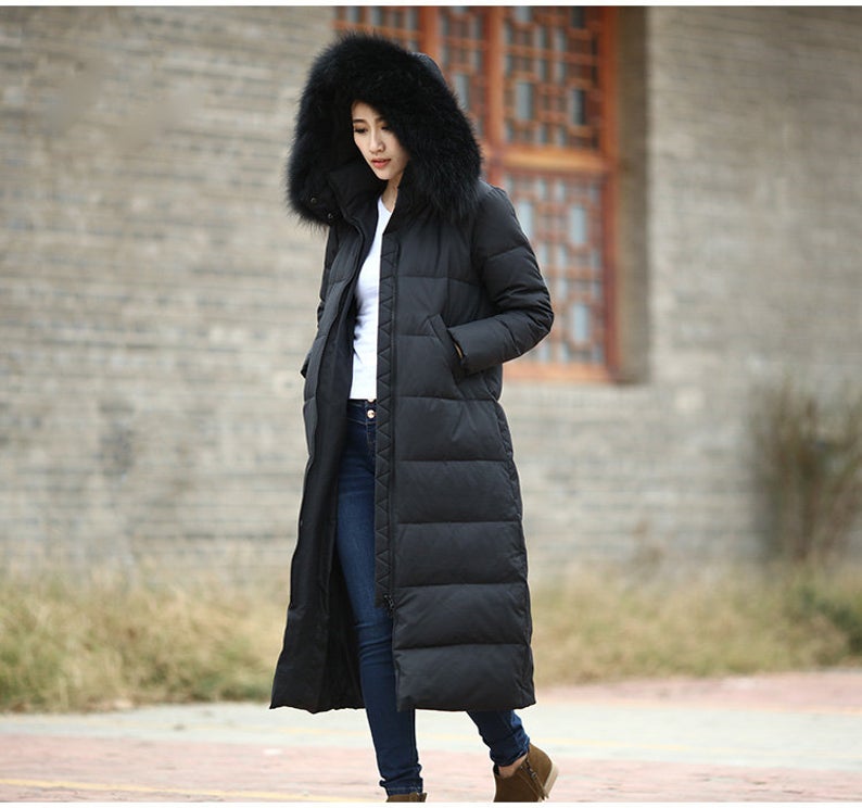 Casual Long Puffer Coat Women Down Coat Jacket Winter Down Jacket With Fur Trim 30211 VPPBUY shop