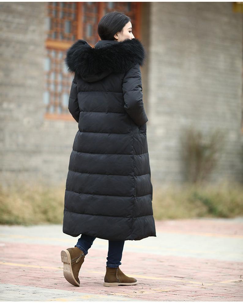 Casual Long Puffer Coat Women Down Coat Jacket Winter Down Jacket With Fur Trim 30211 VPPBUY shop