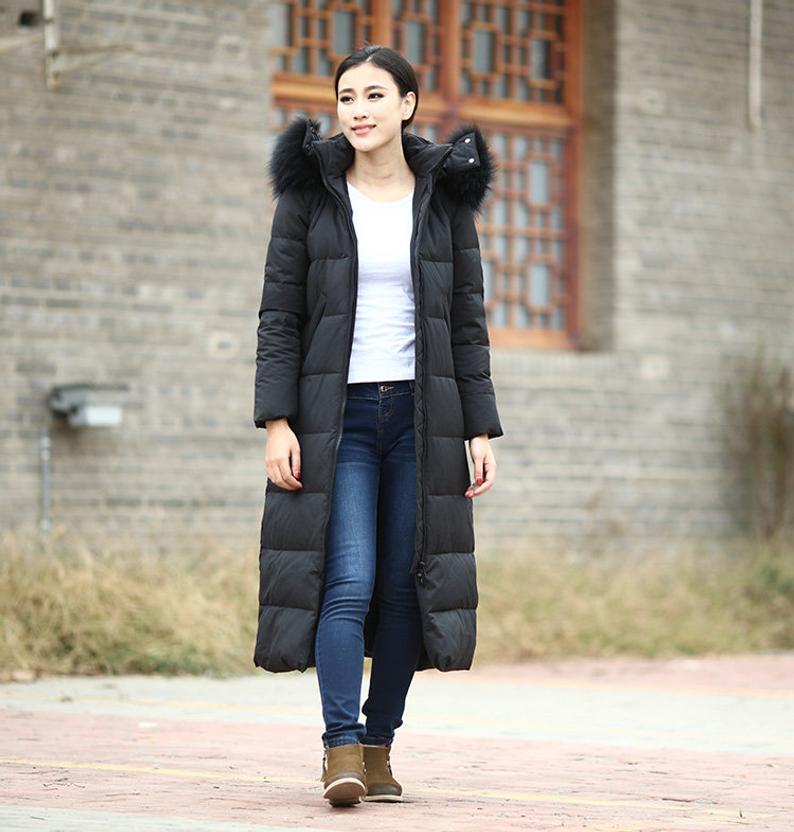 Casual Long Puffer Coat Women Down Coat Jacket Winter Down Jacket With Fur Trim 30211 VPPBUY shop