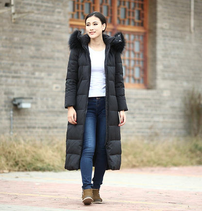 Casual Long Puffer Coat Women Down Coat Jacket Winter Down Jacket With Fur Trim 30211 VPPBUY shop