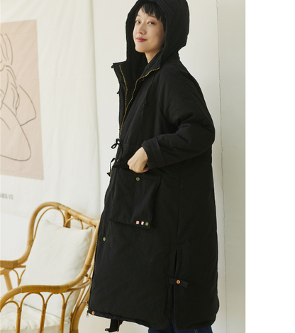 Loose Plus size Side Pockets Hooded Jacket Women Down Coats VPPBUY shop