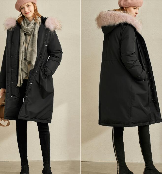 Black Long Fur Trim Women Winter Loose Plus size Side Pockets Down Jacket Women Down Coats Any Size VPPBUY shop