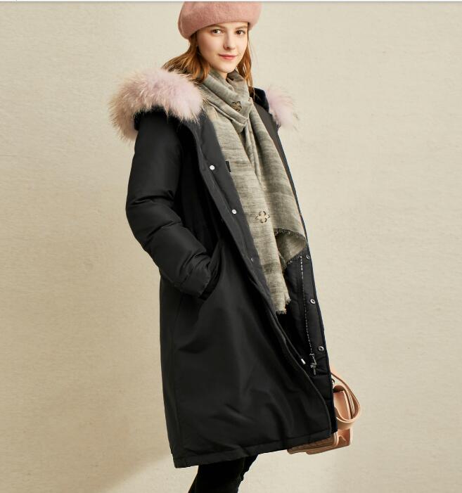 Black Long Fur Trim Women Winter Loose Plus size Side Pockets Down Jacket Women Down Coats Any Size VPPBUY shop