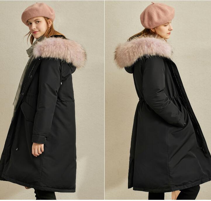 Black Long Fur Trim Women Winter Loose Plus size Side Pockets Down Jacket Women Down Coats Any Size VPPBUY shop