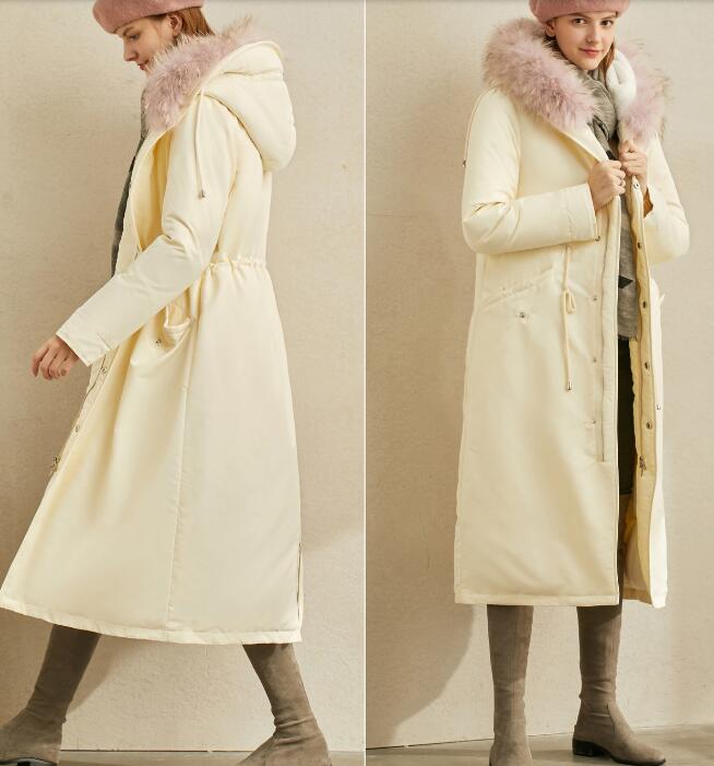 White Long Fur Trim Women Winter Loose Plus size Side Pockets Down Jacket Women Down Coats Any Size VPPBUY shop