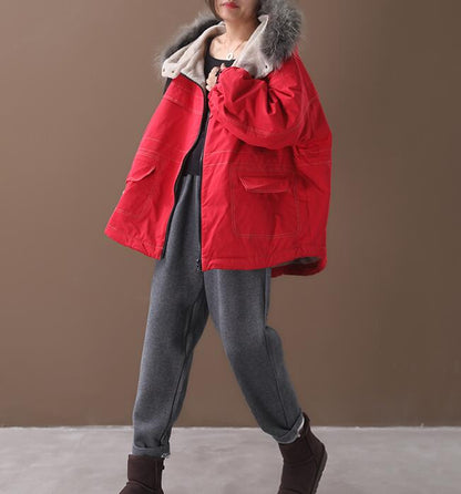 Short Women Casual Hooded Parka Faux Fur Collar Plus Size Coat Jacket VPPBUY shop