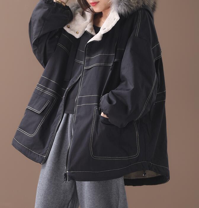 Short Women Casual Hooded Parka Faux Fur Collar Plus Size Coat Jacket VPPBUY shop