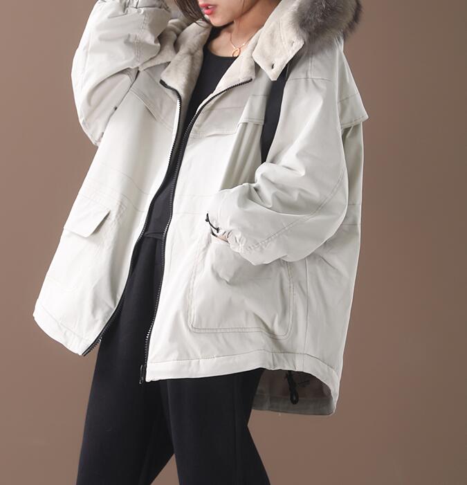 Short Women Casual Hooded Parka Faux Fur Collar Plus Size Coat Jacket VPPBUY shop