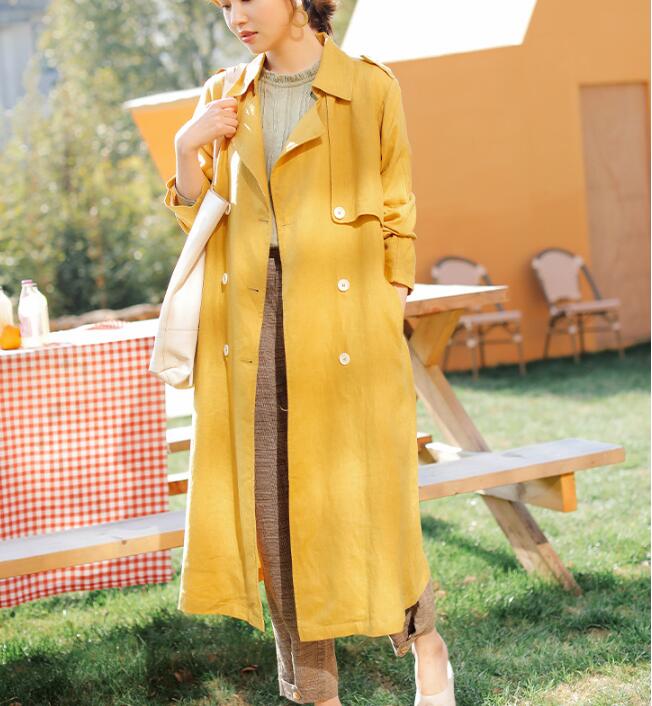 Loose Fall Floral Women Coat Long Sleeve Women Linen Trench Coat S90921 VPPBUY shop