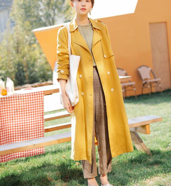 Loose Fall Floral Women Coat Long Sleeve Women Linen Trench Coat S90921 VPPBUY shop