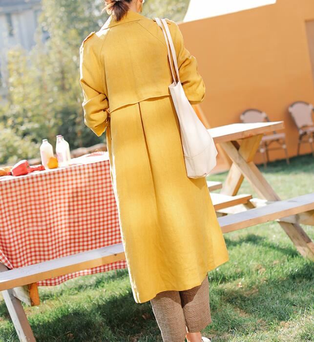 Loose Fall Floral Women Coat Long Sleeve Women Linen Trench Coat S90921 VPPBUY shop