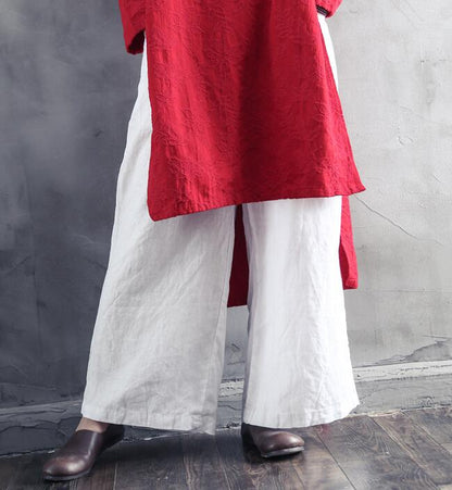 Elastic Waist Belt Linen Wide Leg Thin Women Casual Pants YM97235 VPPBUY shop