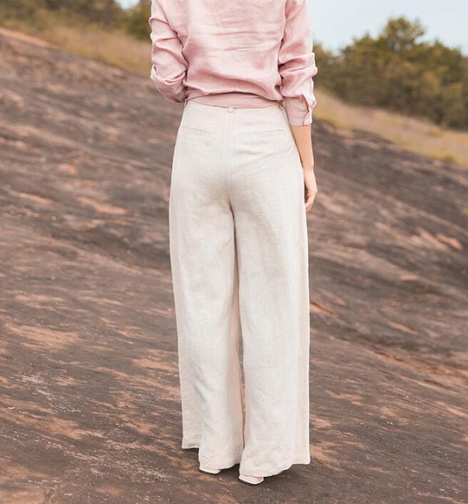 White Linen Wide Leg Women Casual Pants SJ97235 VPPBUY shop