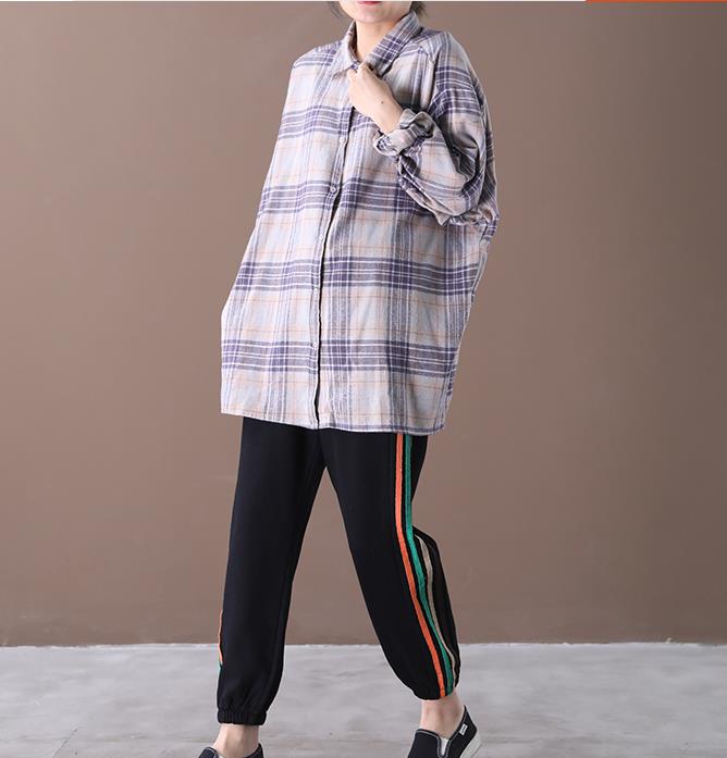 Checked Women Casual Blouse Linen Shirts Loose Blouse Plus Size Women Tops WG961707 VPPBUY shop