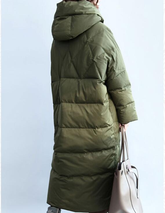 Army Green Women Winter Puffer Loose Duck Down Jackets Long Warm Women Long Down Coat 30125 VPPBUY shop