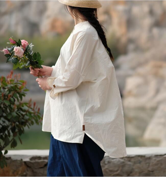 White Casual Linen Cotton Spring Summer Shirts Women Tops SXM97299 VPPBUY shop