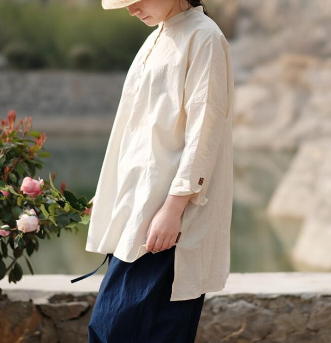 White Casual Linen Cotton Spring Summer Shirts Women Tops SXM97299 VPPBUY shop