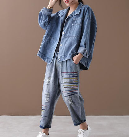 Denim Loose Blouse Women Shirts Tops WG961707 VPPBUY shop