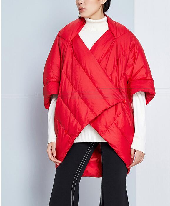 Two Ways Wear Women Jacket, Winter Puffer Coat Cloak, Loose Duck Down Jackets Cape 2239 VPPBUY shop