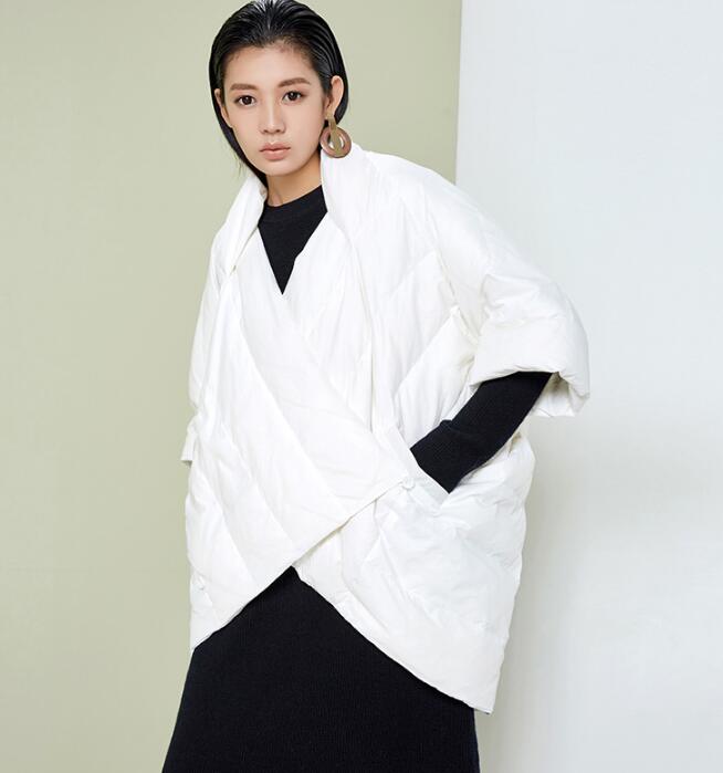 Two Ways Wear Women Jacket, Winter Puffer Coat Cloak, Loose Duck Down Jackets Cape 2239 VPPBUY shop