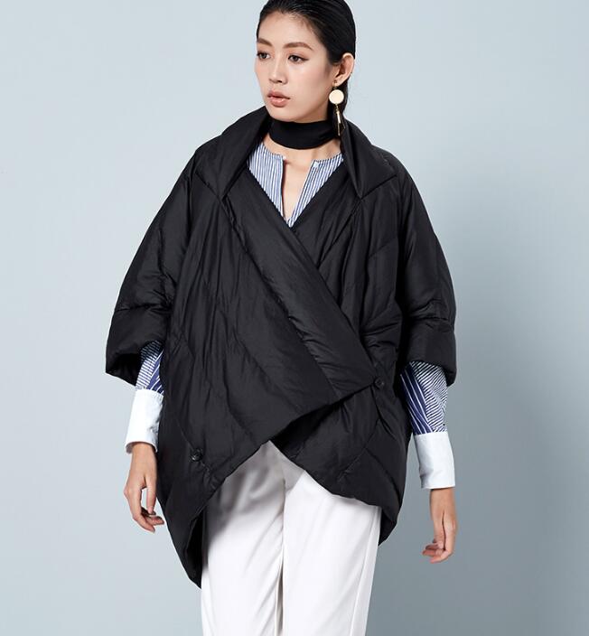 Two Ways Wear Women Jacket, Winter Puffer Coat Cloak, Loose Duck Down Jackets Cape 2239 VPPBUY shop